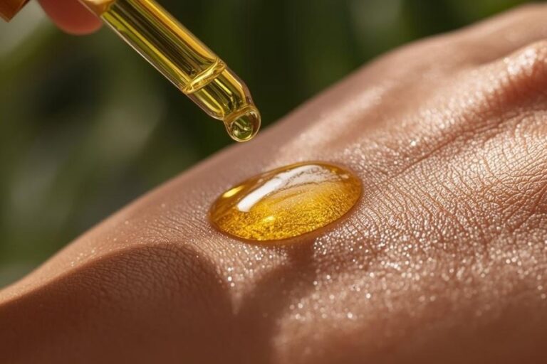 Hand with a drop of Auro Enua oil